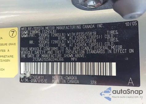 2006 Lexus Rx 330 from USA, damaged, VIN 2T2GA31U56C046366